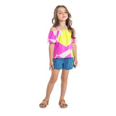 Conjunto-com-Bata-Manga-Curta-de-Alcinhas-e-Short-Infantil--Rosa--Quimby