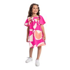 Vestido-Infantil-com-Manga-Evase--Rosa-Pink--Quimby