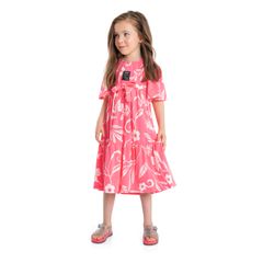 Vestido-Floral-de-Manga-Curta-Infantil--Rosa-Pink--Quimby