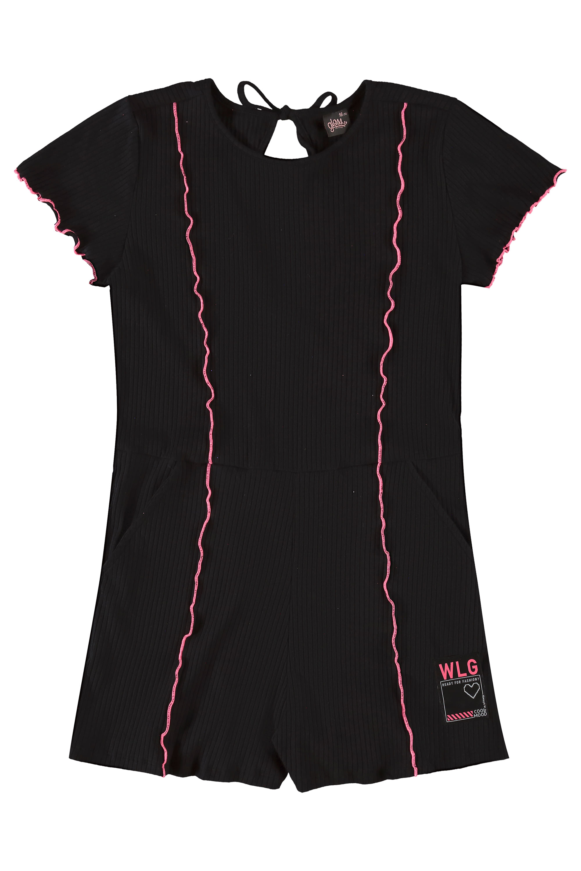 Macaquinho Juvenil Manga Curta em Ribana (Preto) Gloss - Imagem 2