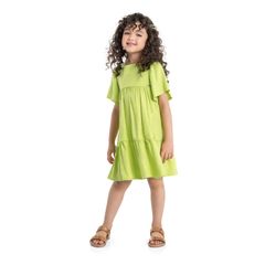 Vestido-Infantil-com-Manga-Evase--Verde--Quimby