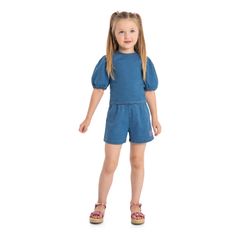 Conjunto-Infantil-com-Blusa-Cropped-e-Short-em-Jeans--Azul--Quimby