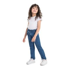 Calca-Infantil-para-Meninas-em-Jeans-com-Elastano--Azul--Quimby