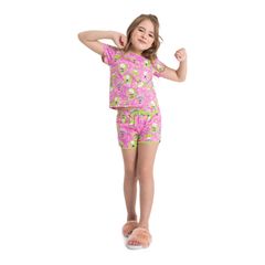 Pijama-Infantil-para-Meninas-com-Blusa-e-Short-em-Meia-Malha--Roxo--Quimby