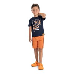 Conjunto-Keep-Fast-Infantil-Masculino-com-Camiseta-e-Bermuda-em-Moletom--Azul-Escuro--Quimby
