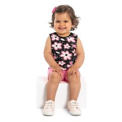 Bee-Loop---Regata-em-Meia-Malha-e-Bermuda-Ciclista-em-Cotton-para-Bebe-Menina-Preto