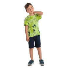 Camiseta-Giant-Dino-Manga-Curta-Infantil-para-Meninos--Verde--Quimby