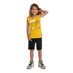 Regata-Giant-Dino-Infantil-para-Meninos--Amarelo-Escuro--Quimby