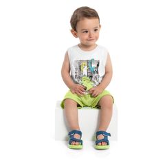 Conjunto-para-Bebe-Menino-com-Regata-e-Bermuda--Branco--Bee-Loop