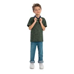 Camisa-Polo-Infantil-em-Malha-Trabalhada--Verde--Quimby