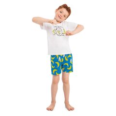 Pijama-Bananinha-Infantil-para-Meninos-com-Camiseta-e-Bermuda-em-Meia-Malha--Branco--Quimby