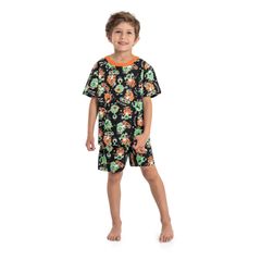 Pijama-Infantil-Masculino-em-Meia-Malha--Preto--Quimby