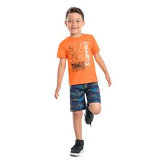 Conjunto-Connect-Infantil-Masculino-com-Camiseta-e-Bermuda--Laranja--Bee-Loop