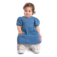 Vestido-para-Bebes-em-Jeans-com-Elastano--Azul--Quimby