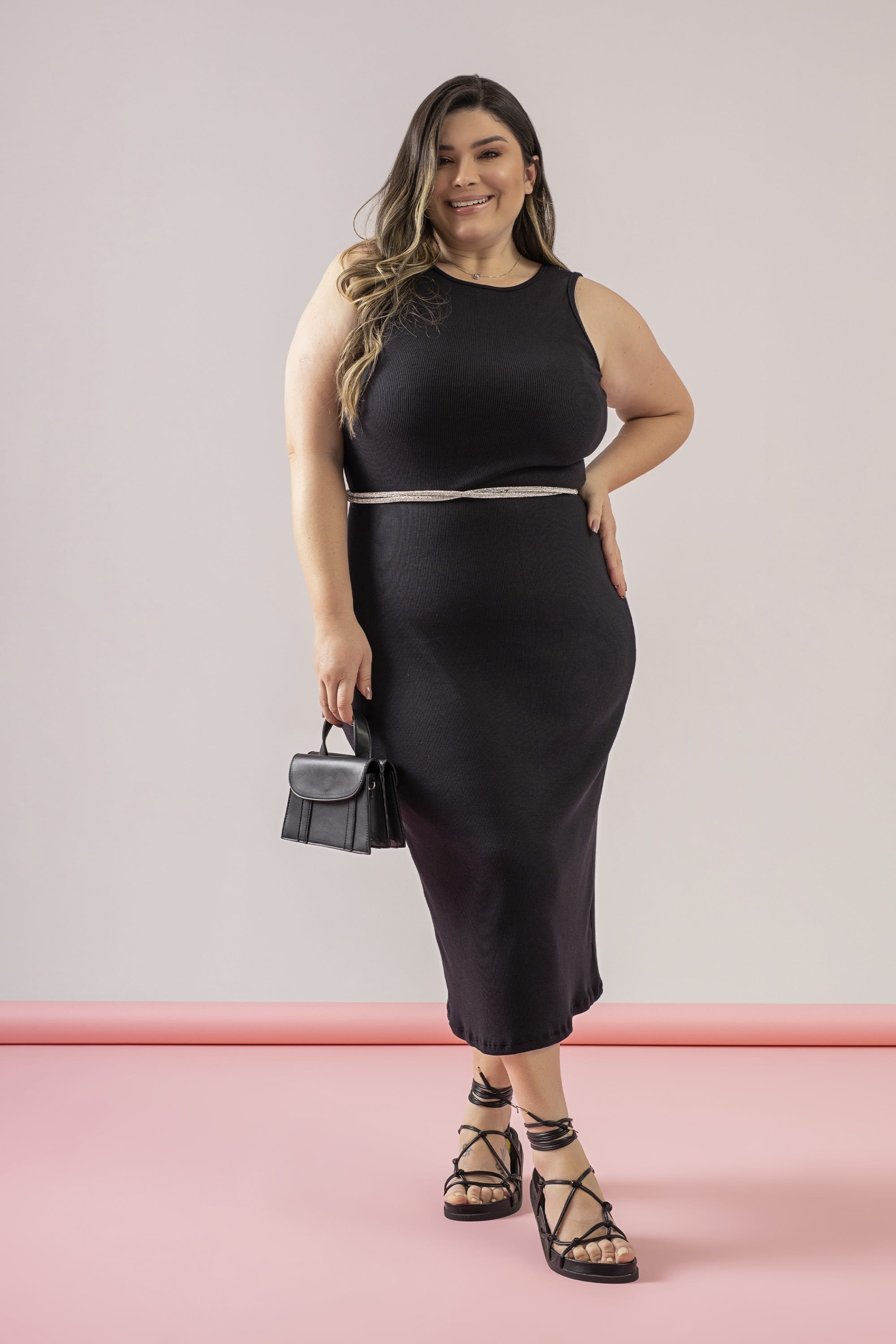 Vestido Regata Básico em Ribaninha (Preto) Just Basic