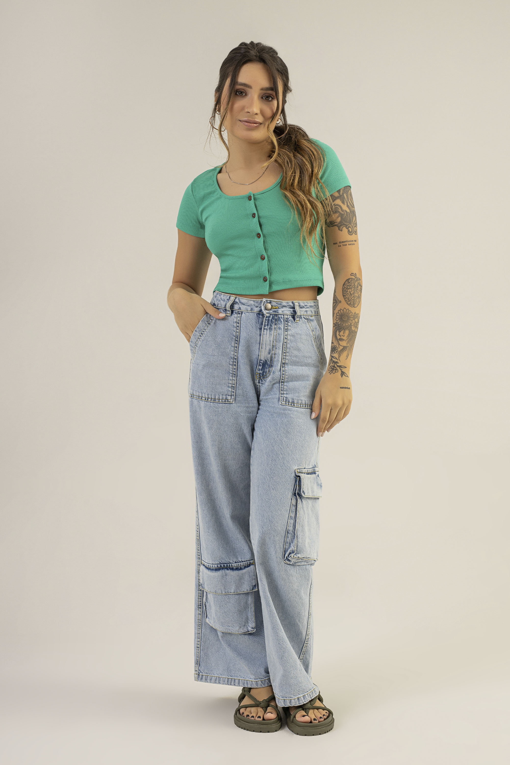 Blusa Cropped Adulto em Ribana (Verde) The Philippines