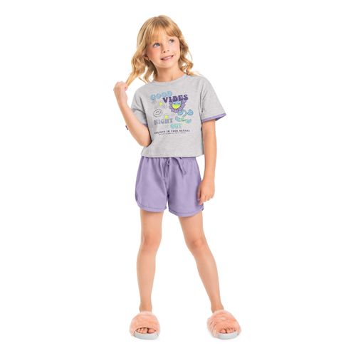 Pijama-Infantil-com-Cropped-e-Short--Cinza--Quimby