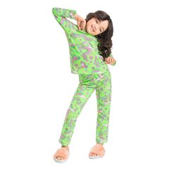 Pijama-Longo-Infantil-Dreamland-para-Menina--Verde--Quimby