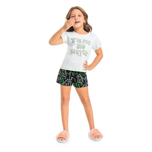 Pijama-Curto-Infantil-para-Menina-em-Meia-Malha--Branco--Quimby