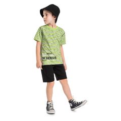 Camiseta-I-m-Genius-Infantil-Listrada--Verde--Quimby