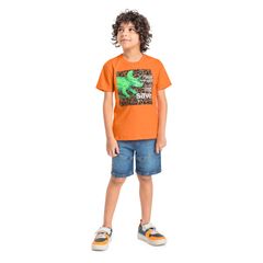 Camiseta-Save-Nature-Infantil-para-Menino--Laranja--Quimby