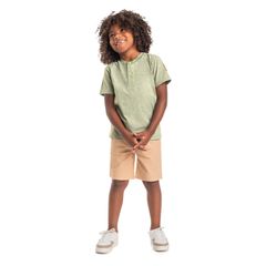 Conjunto-com-Camiseta-e-Bermuda-Infantil--Verde--Quimby