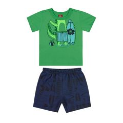 -Conjunto-Infantil-Camiseta-e-Bermuda--Verde--Bee-Loop