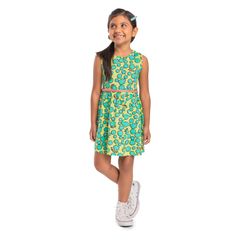 Vestido-Regata-Estampado-Infantil--Verde--Bee-Loop