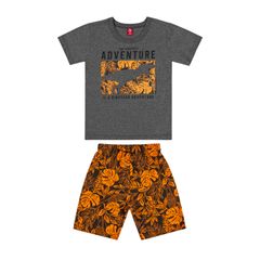 Conjunto-Camiseta-e-Bermuda-Infantil--Cinza--Bee-Loop