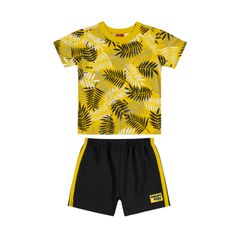 Conjunto-Infantil-Camiseta-Estampada-e-Bermuda--Amarelo--Bee-Loop