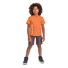 Conjunto-Infantil-Bermuda-e-Camiseta--Laranja--Bee-Loop