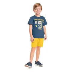 Conjunto-Bermuda-e-Camiseta-Infantil--Azul--Bee-Loop