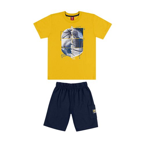 -Conjunto-Infantil-Menino-Bermuda-e-Camiseta--Amarelo--Bee-Loop