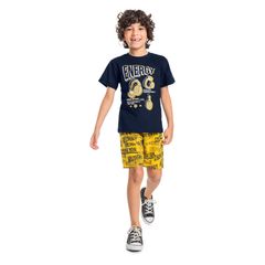 Conjunto-Masculino-Infantil-Bermuda-e-Camiseta--Azul--Bee-Loop