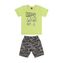 Conjunto-Masculino-Infantil-Bermuda-e-Camiseta--Verde--Bee-Loop