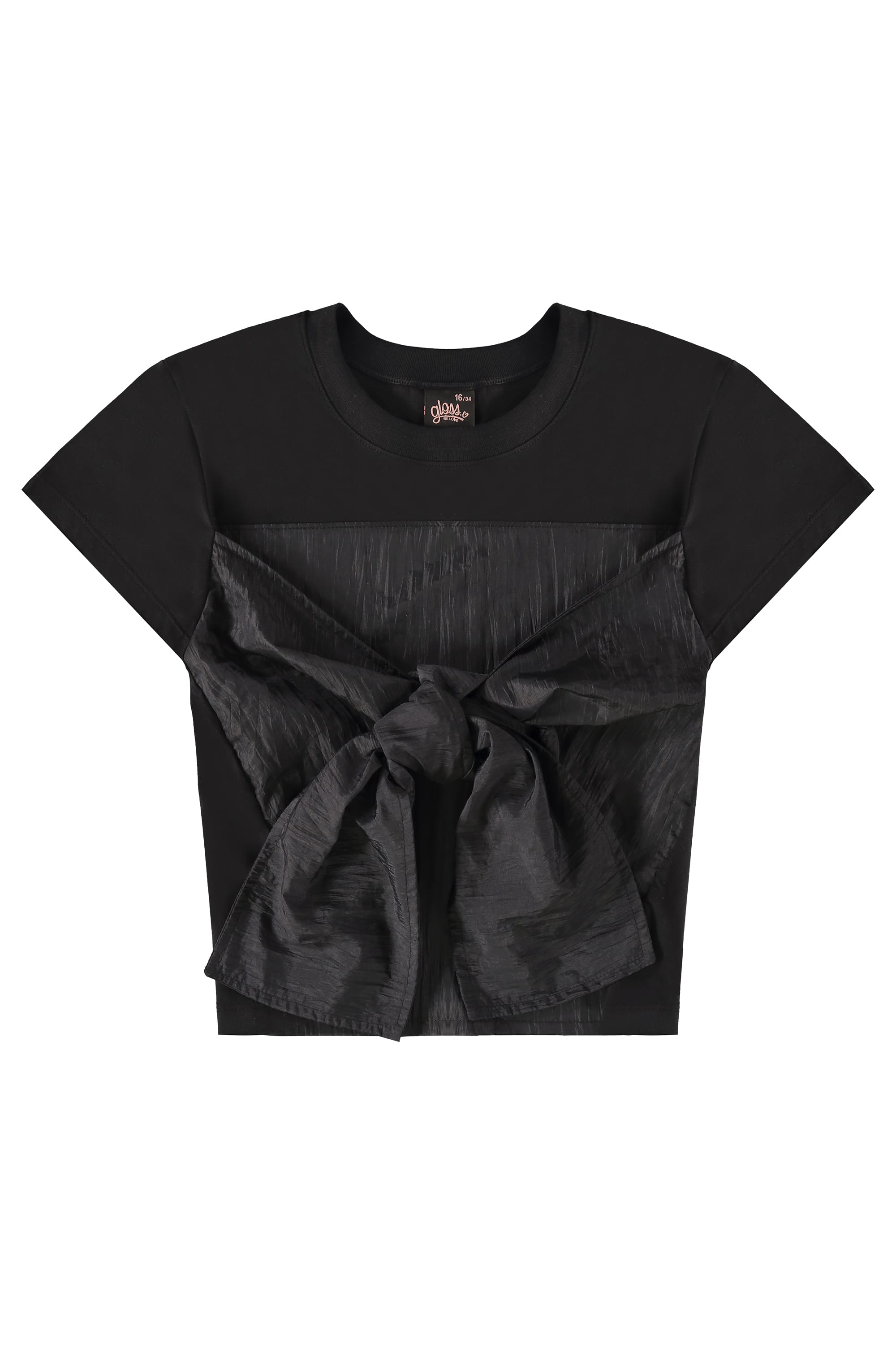 Blusa Manga Curta com Amarração (Preto) Gloss - Imagem 2