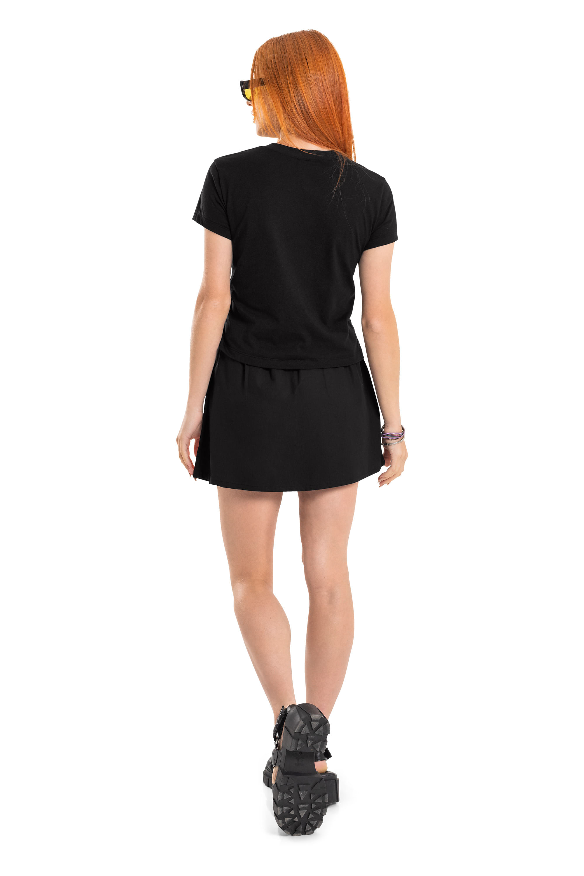 Blusa Manga Curta com Amarração (Preto) Gloss - Imagem 3