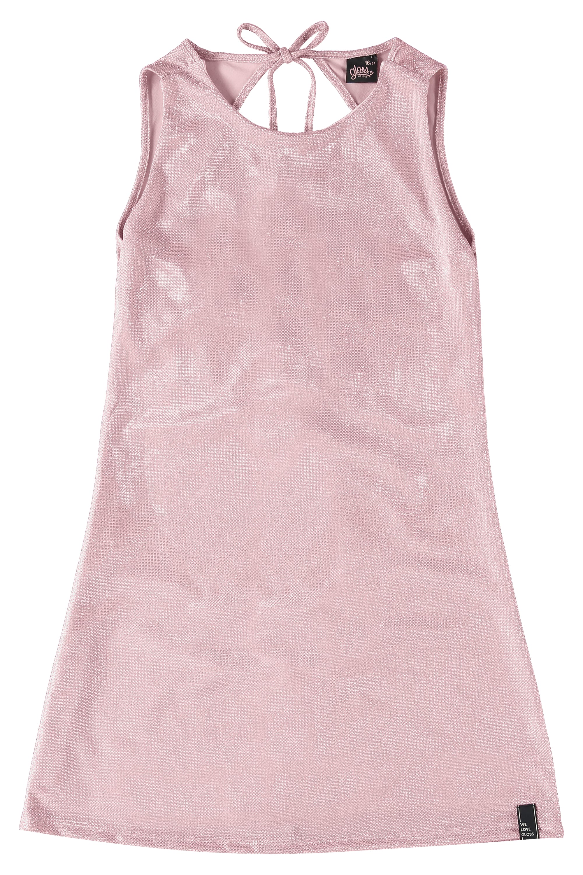 Vestido Juvenil Regata em Malha Brilhante (Rosa) Gloss - Imagem 2