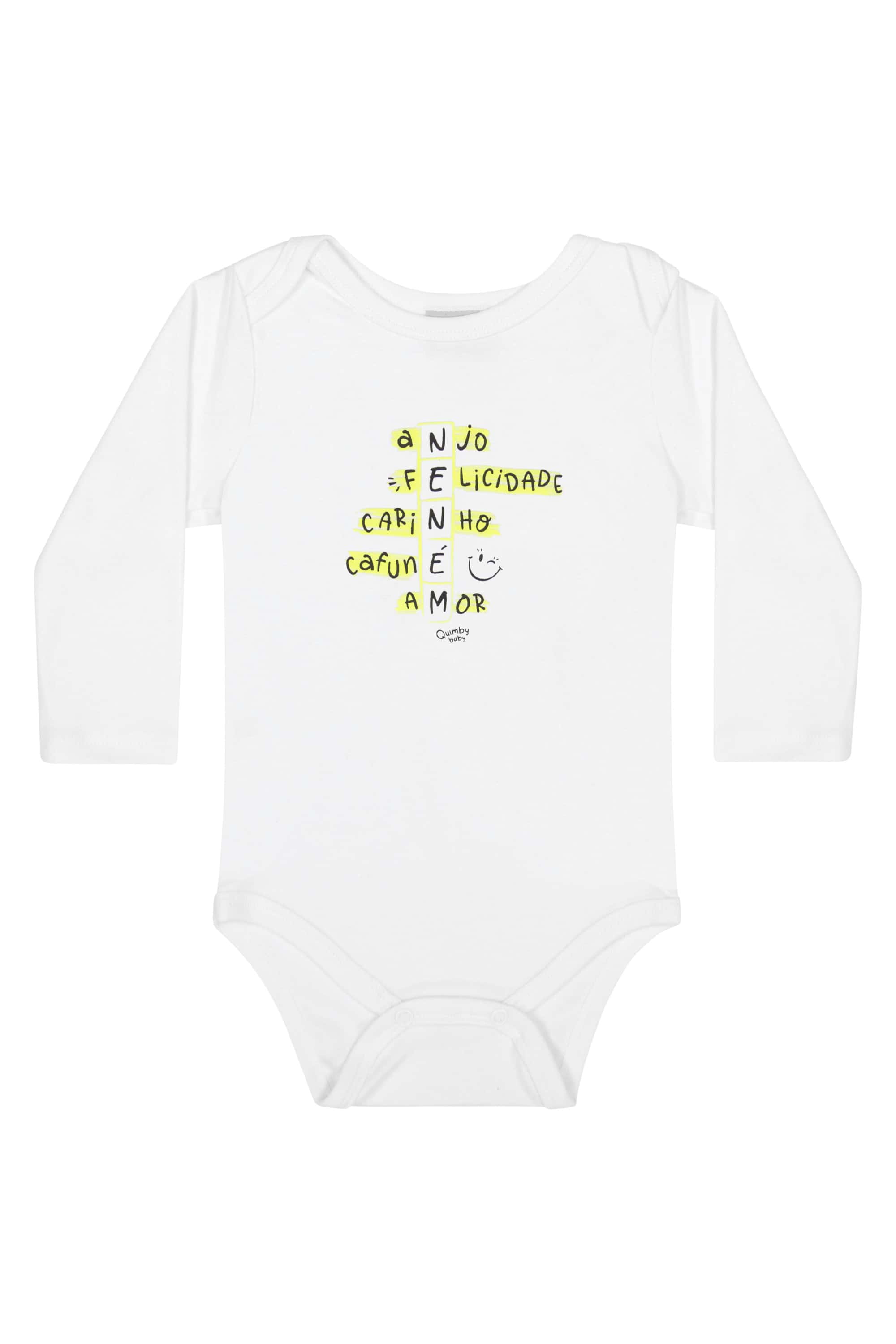 Body em Suedine Unissex para Bebê (Branco) Quimby