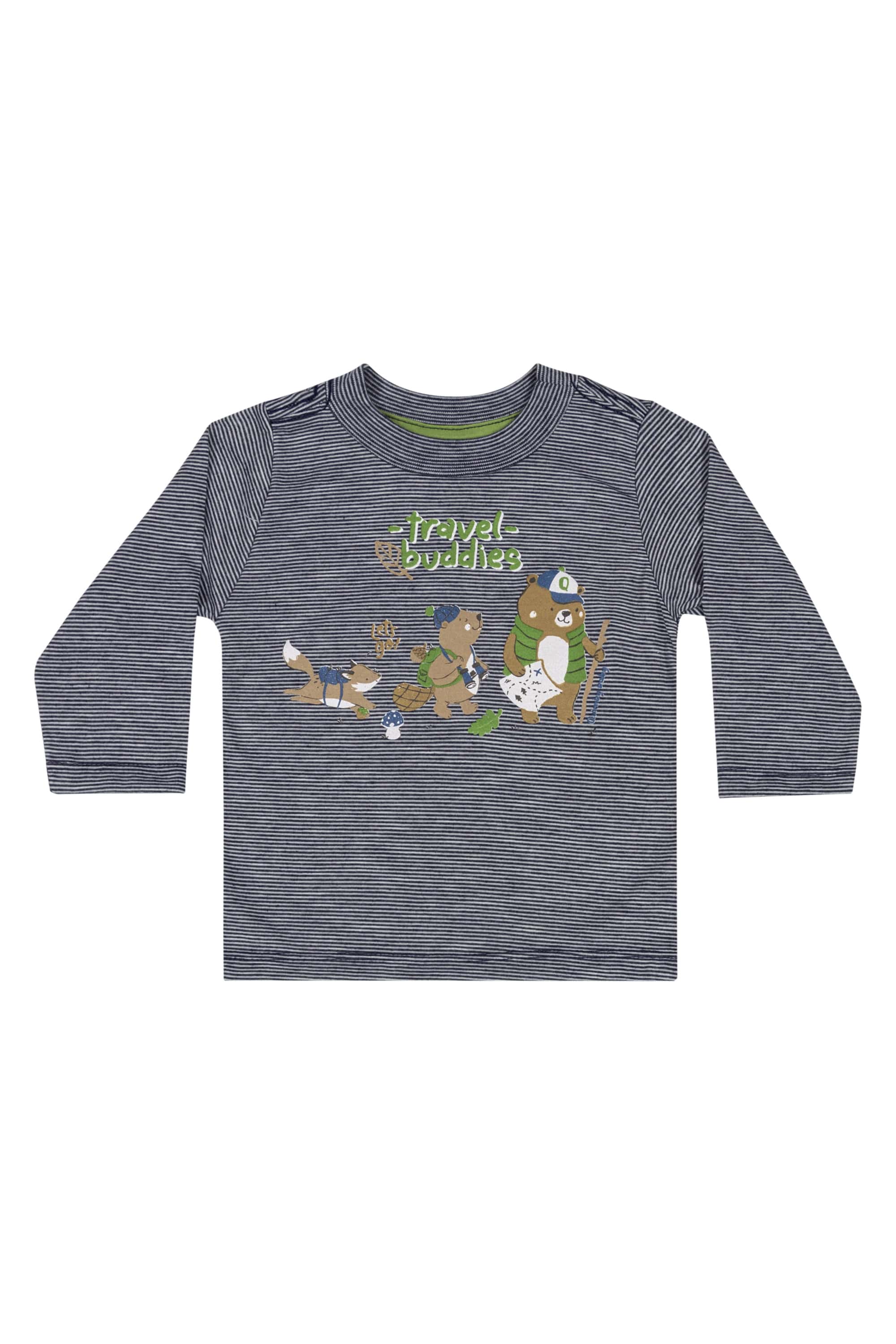 Camiseta em Meia Malha para Bebê Menino (Azul Marinho) Quimby