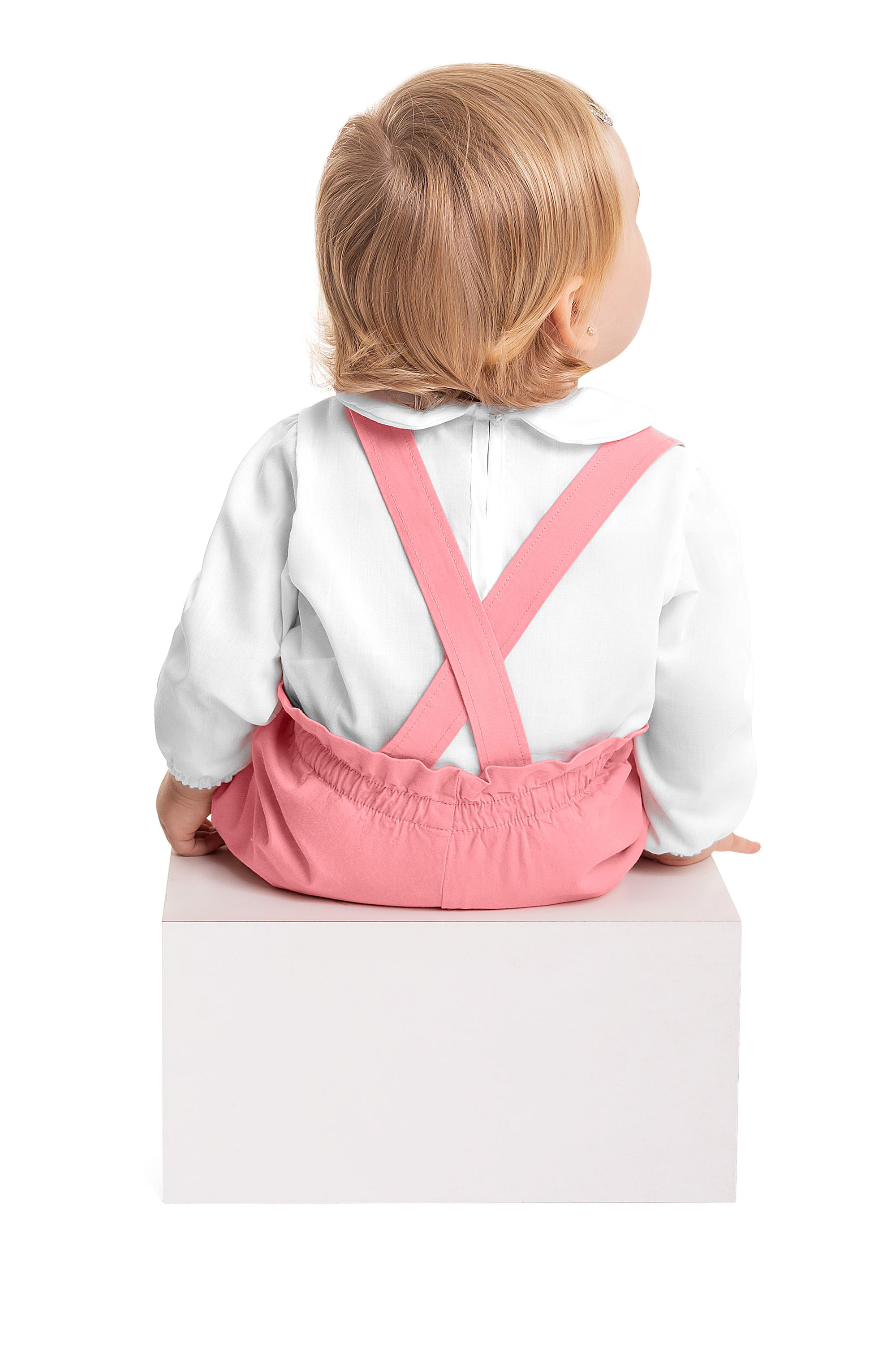 Conjunto Body e Short com Suspensório Bebê Menina (Branco) Quimby - Imagem 5