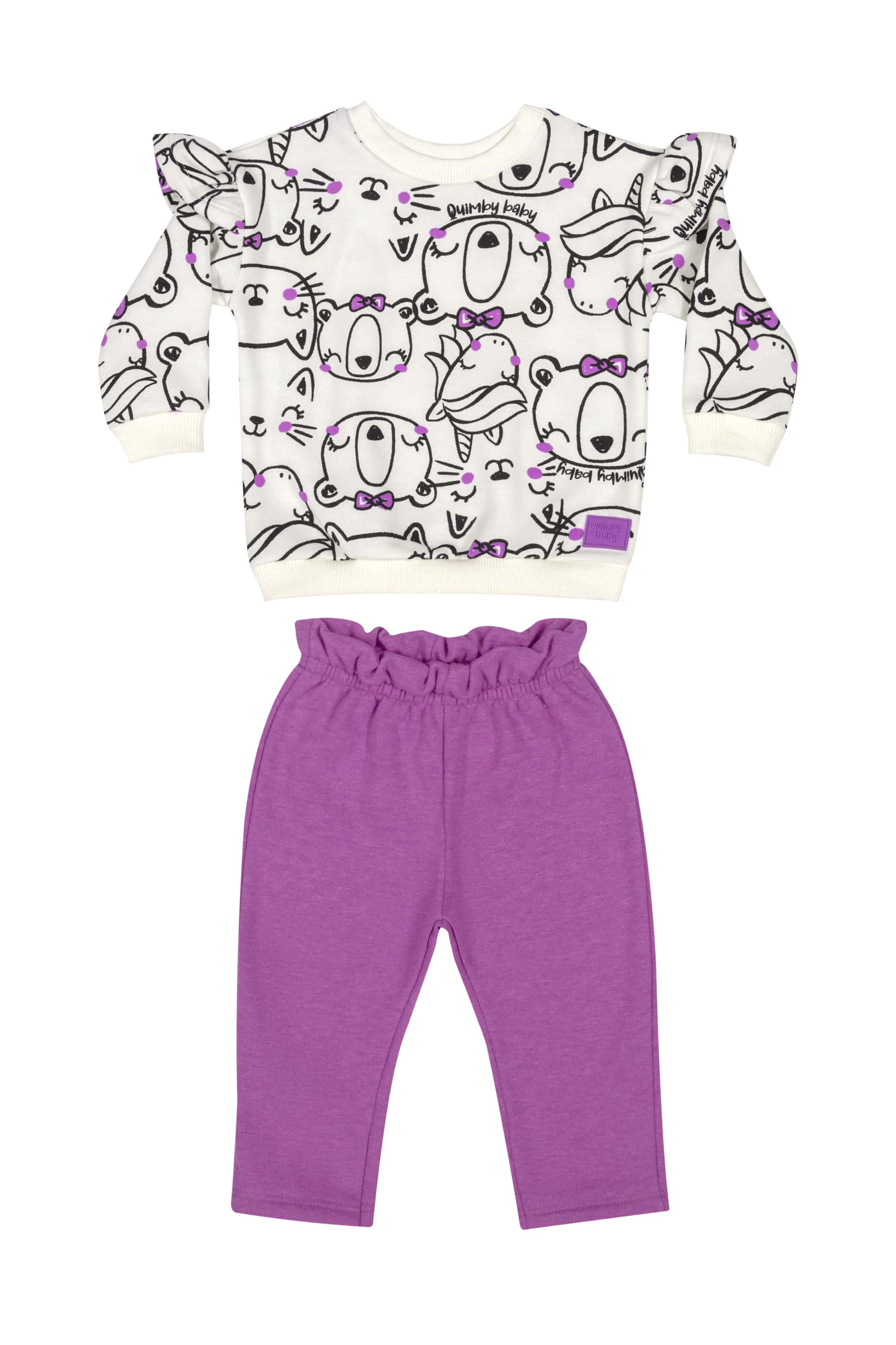 Conjunto Blusão e Calça para Bebê Menina (Off White) Quimby - Imagem 2