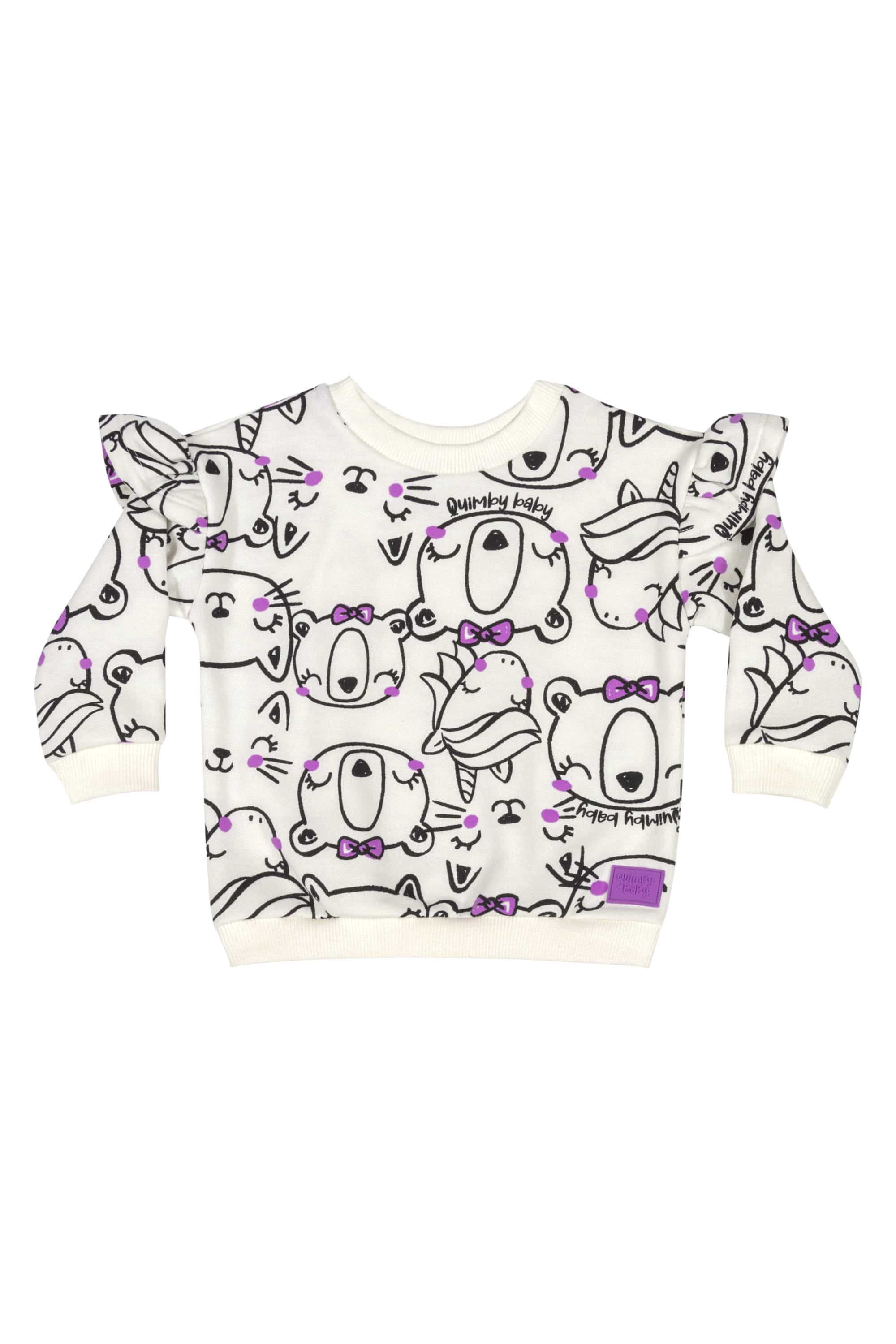 Conjunto Blusão e Calça para Bebê Menina (Off White) Quimby - Imagem 3