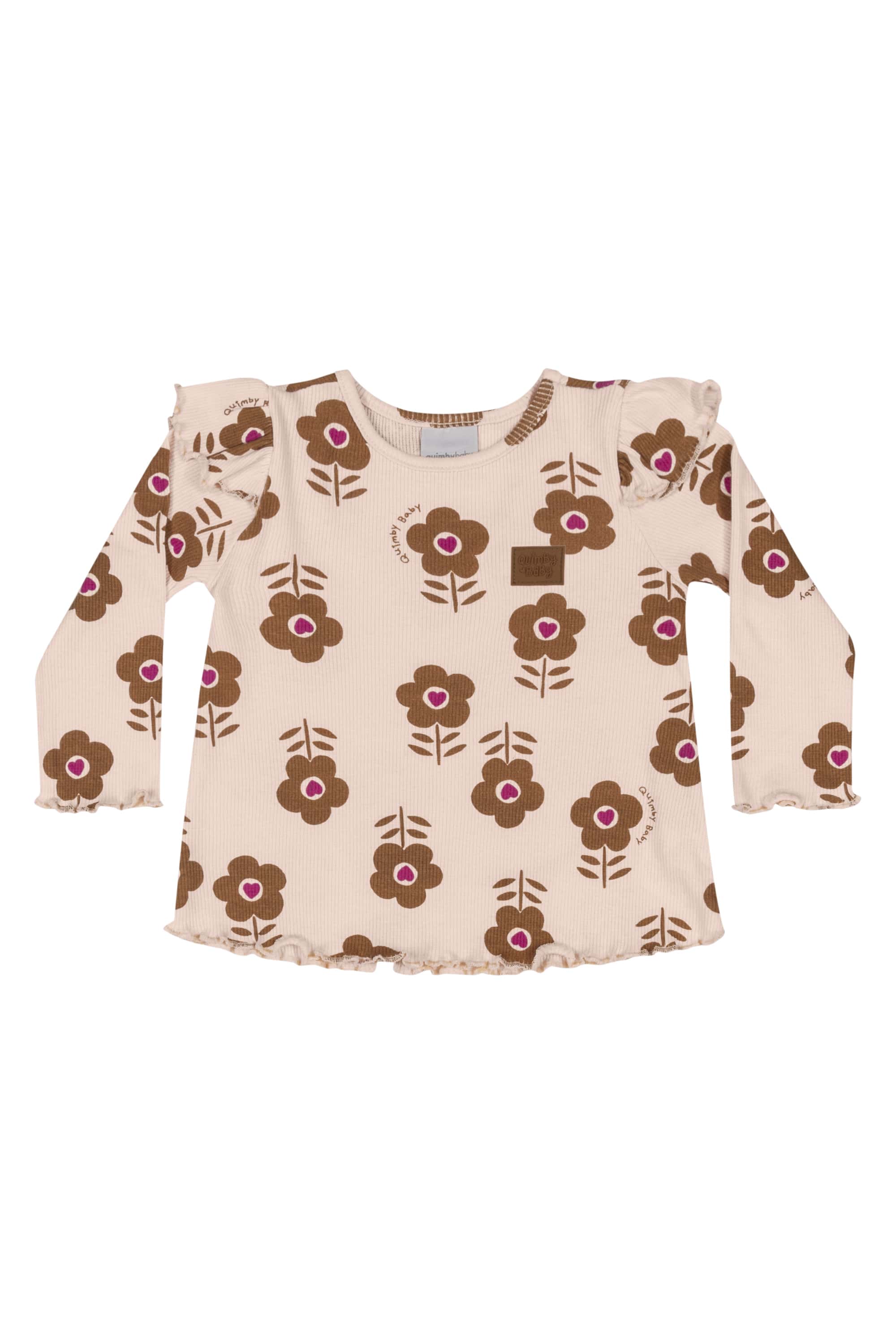 Conjunto Blusa e Calça Flare para Bebê Menina (Bege) Quimby - Imagem 2