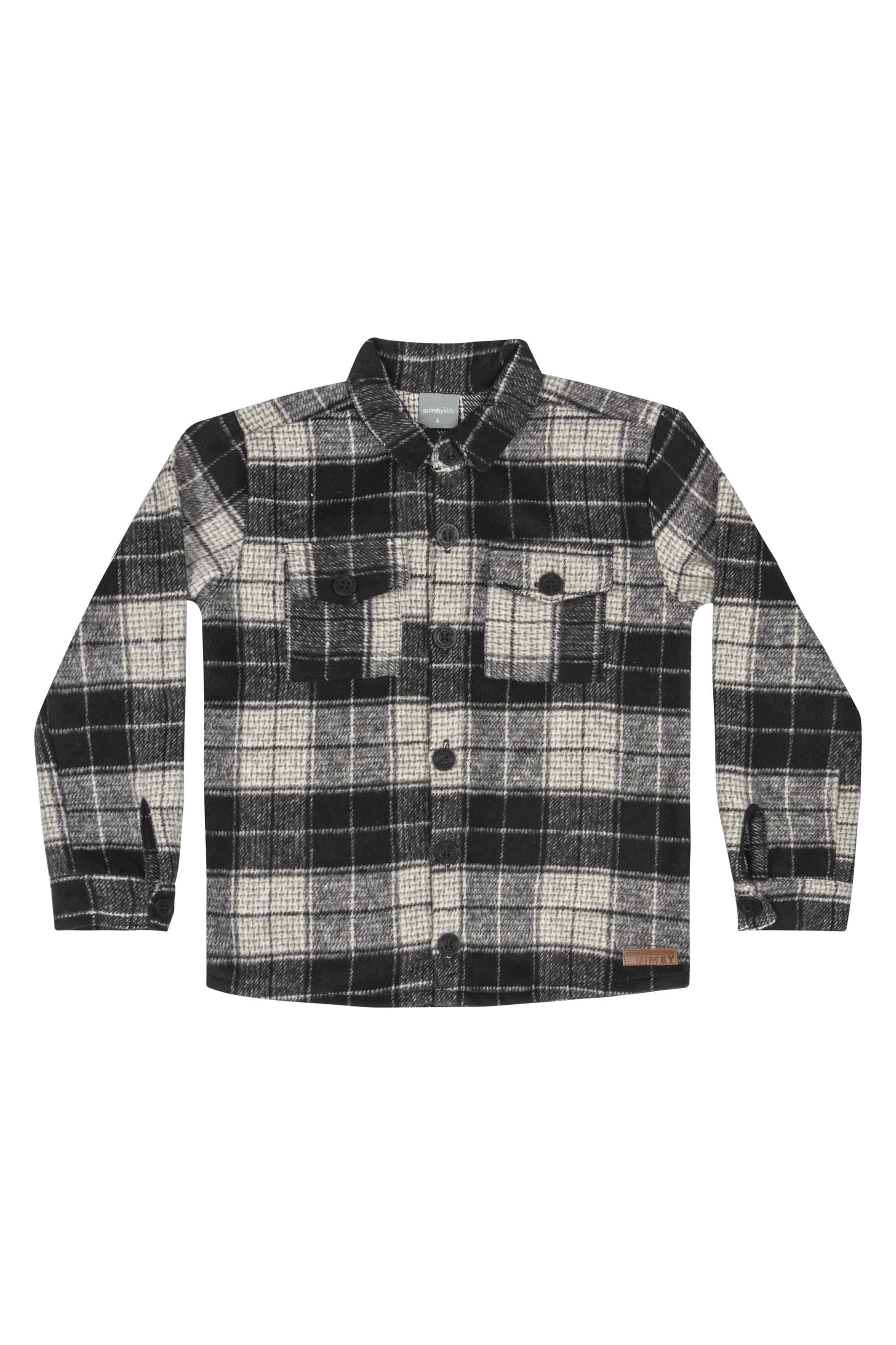 Camisa de Flanela Xadrez Infantil para Menino (Preto) Quimby - Imagem 2