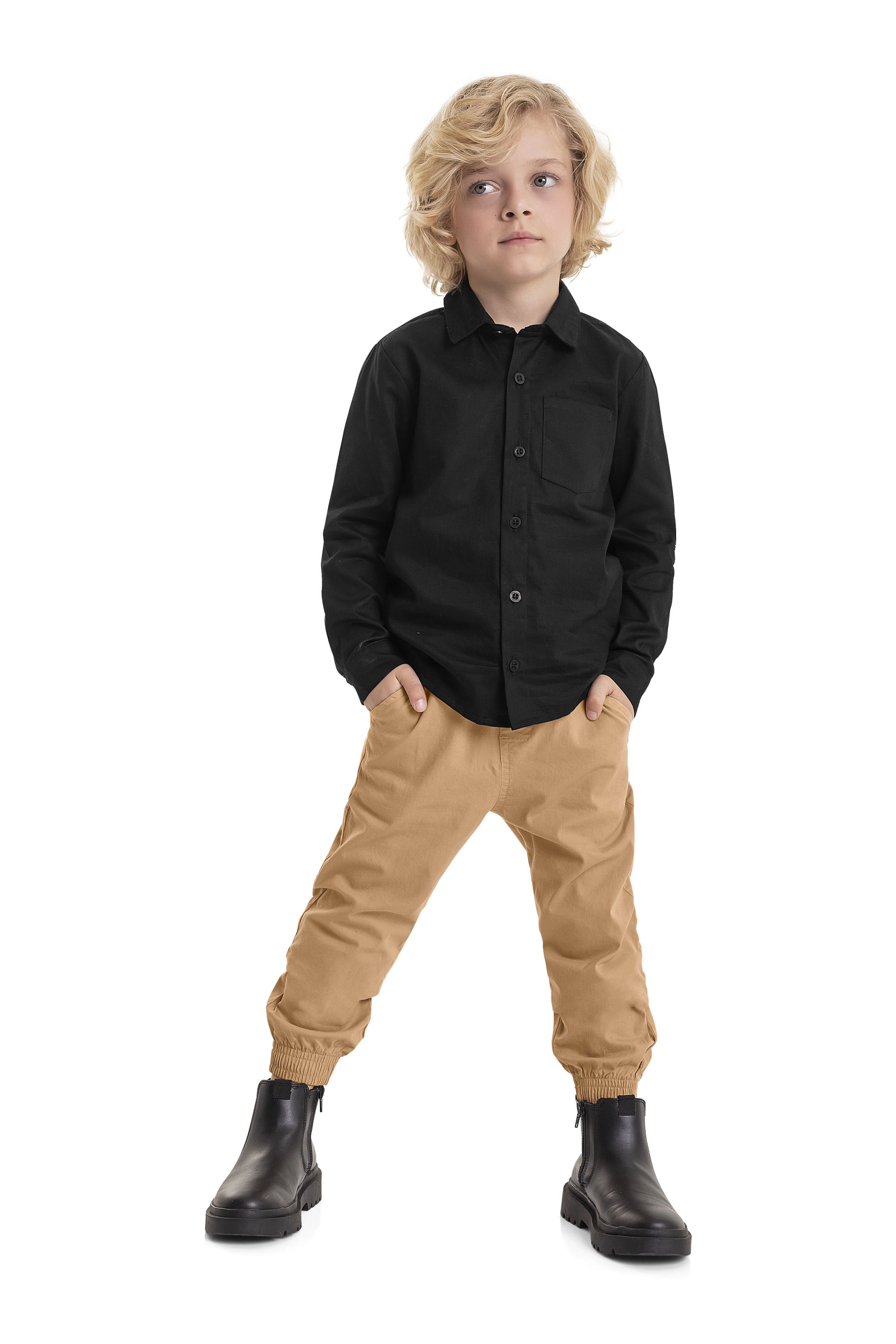 Camisa Flanelada Infantil Menino (Preto) Quimby