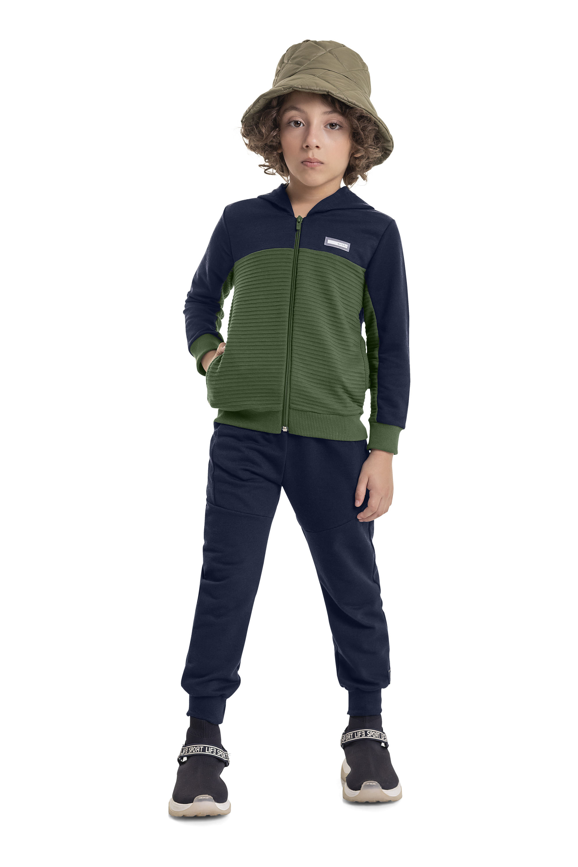 Jaqueta em Moletom Infantil Menino (Azul Marinho) Quimby