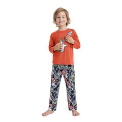 Pijama-Camiseta-e-Calca-Infantil-Menino--Laranja--Quimby