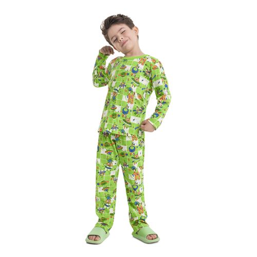 Pijama-Camiseta-e-Calca-Infantil-Menino--Verde--Quimby
