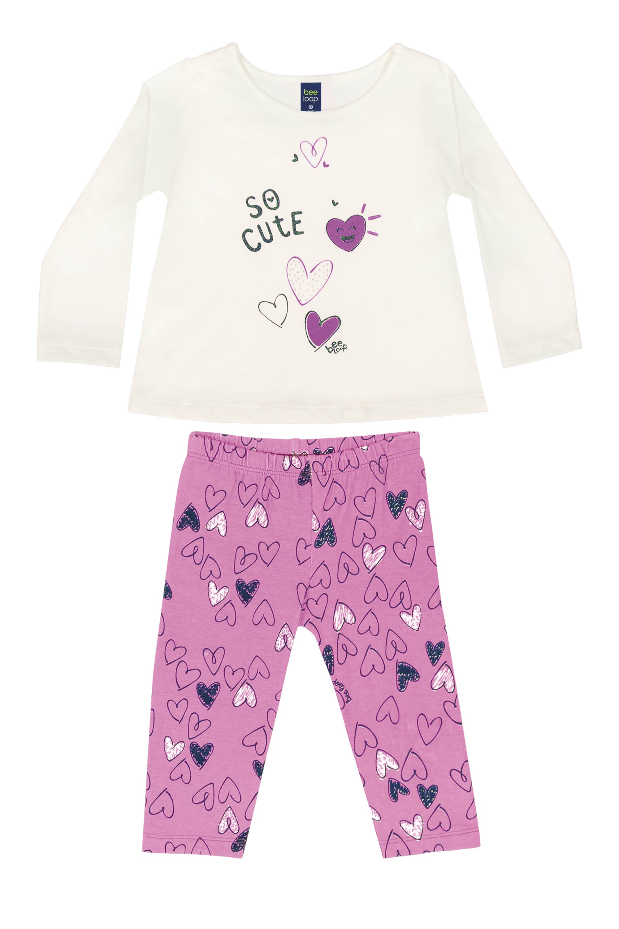 Conjunto Blusa e Legging Bebê Menina (Off White) Bee Loop - Imagem 2